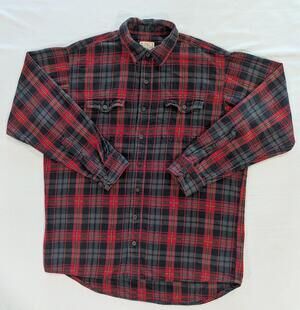 RedHead Shirt Mens LT Red Plaid Flannel Long Sleeve Button Up Work Casual